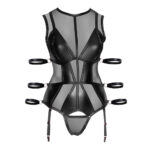 Plus Size Wetlook Bondage Body med Håndlænker