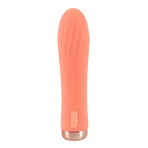 Peachy Ribbed Mini Vibrator