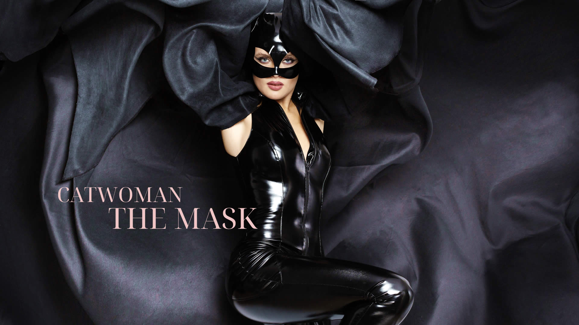 Catwoman Lak Maske i Sort