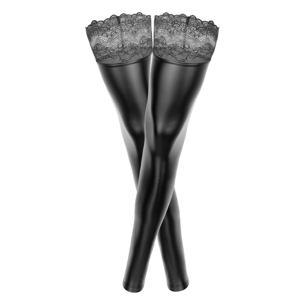 Noir Plus Size Overknee Wetlook Strømper uden Fod