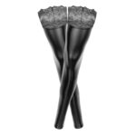 Noir Plus Size Overknee Wetlook Strømper uden Fod