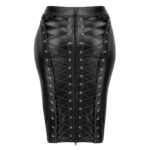 Noir Plus Size Wetlook Nederdel med Snører