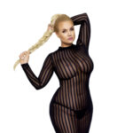 Noir Transparent Plus Size Kjole med Striber