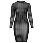 Noir Transparent Plus Size Kjole med Striber