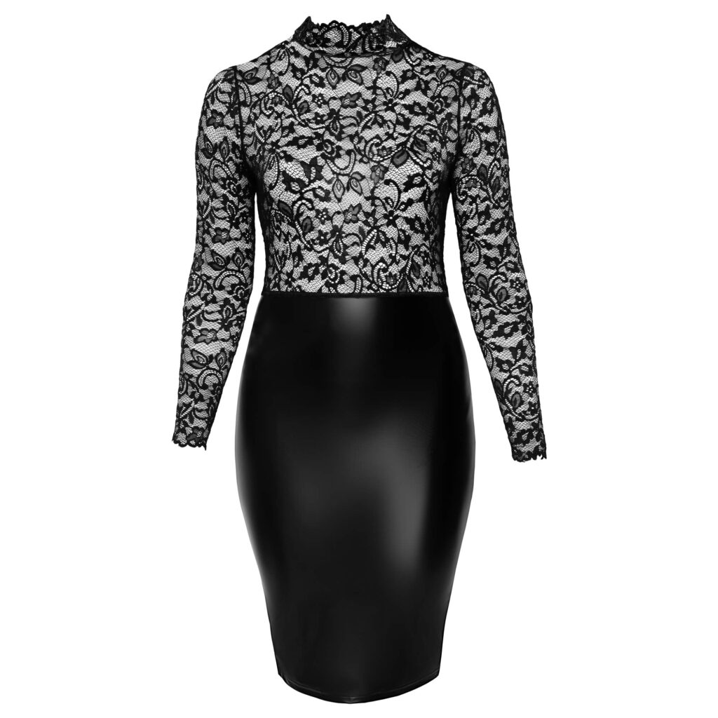 Noir Wetlook og Blonde Kjole i Plus Size
