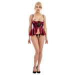 Abierta Fina Isabella Wetlook Longline BH i Rød med Trusser