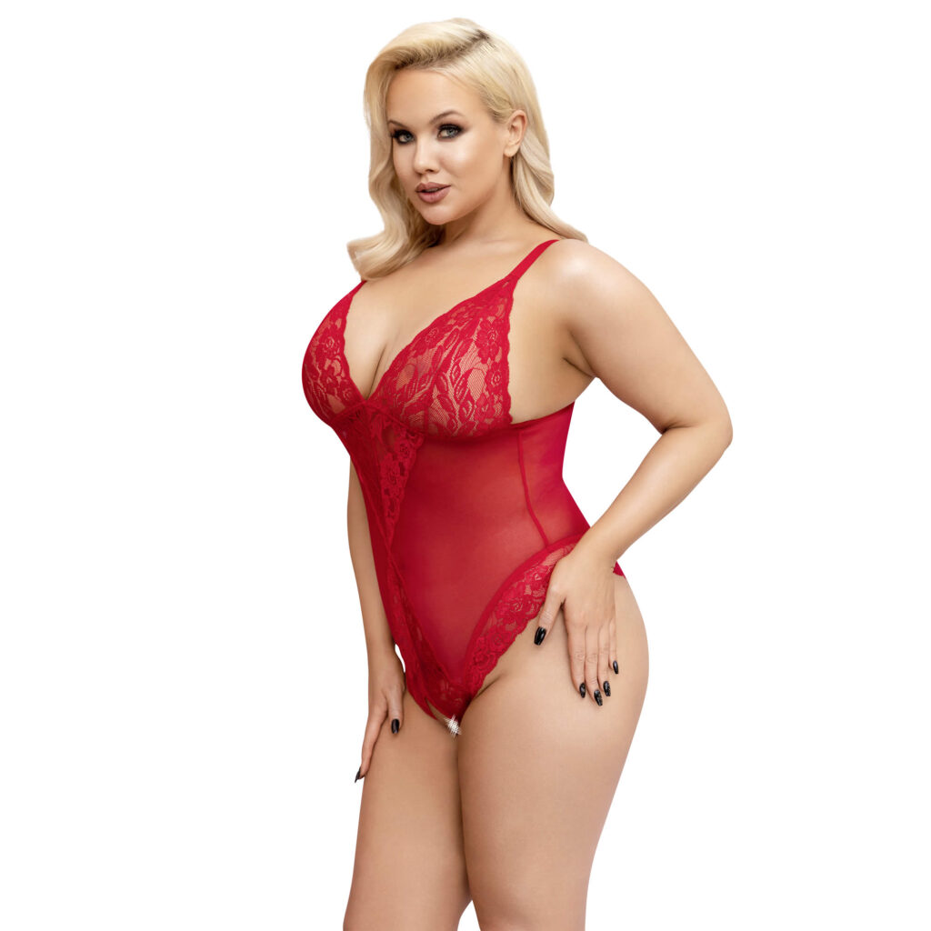 Plus Size Blonde Body i Rød