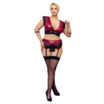 Plus Size Wetlook og Blonde Lingeri i Rød med Håndlænker