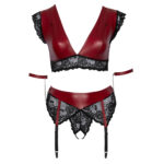 Plus Size Wetlook og Blonde Lingeri i Rød med Håndlænker