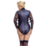 Plus Size Wetlook Body med Blonde Ærmer og Armlænker