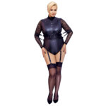 Plus Size Wetlook Body med Blonde Ærmer og Armlænker