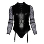 Plus Size Wetlook Body med Blonde Ærmer og Armlænker