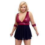 Plus Size Babydoll i Wetlook og Tyl med Armlænker