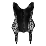 Noir Wetlook Bustier med Leopard Look