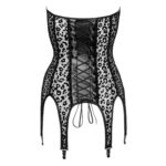 Noir Wetlook Bustier med Leopard Look