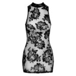 Noir Mini Lingeri Kjole med Fløjl Flock Print