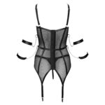 Bustier med Wetlook Stropper, Strømpeholdere og Håndjern
