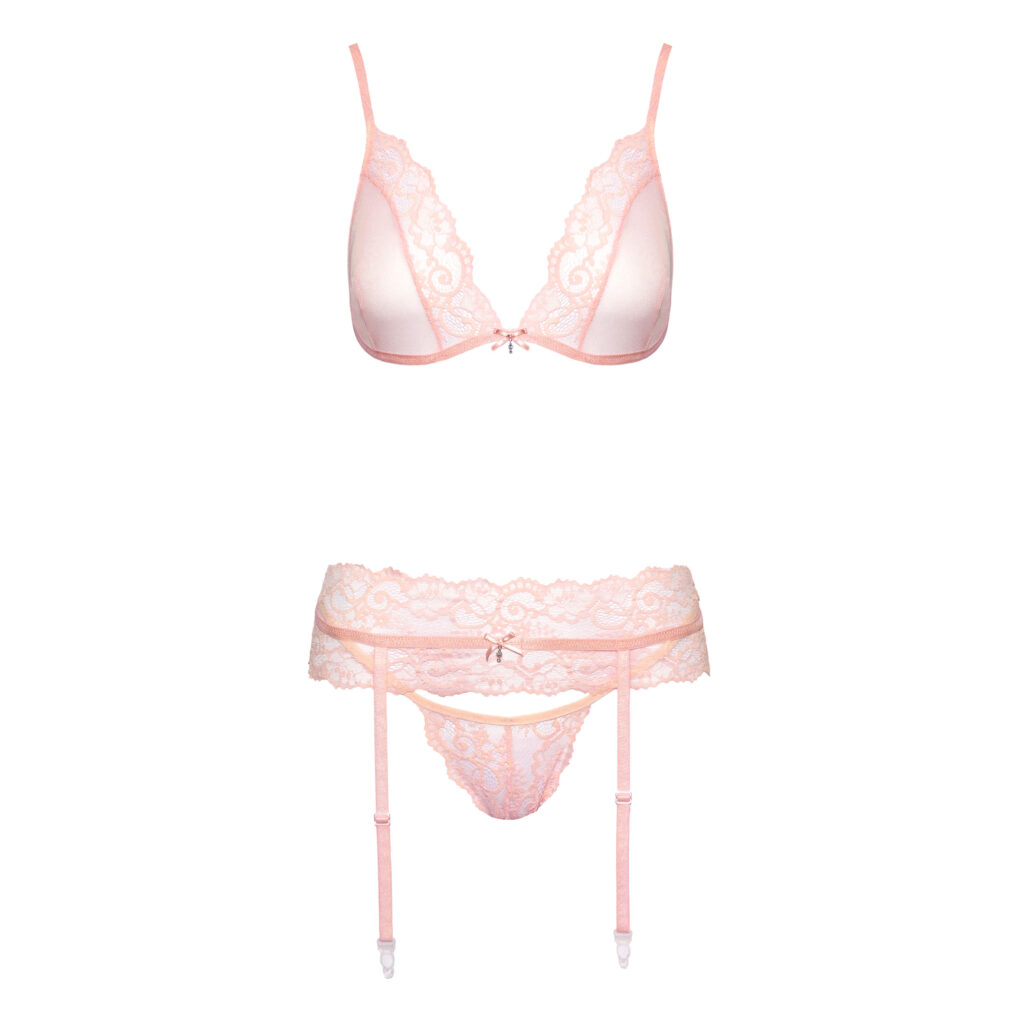 Kissable Lingeri Sæt i Rosa med Blondekanter