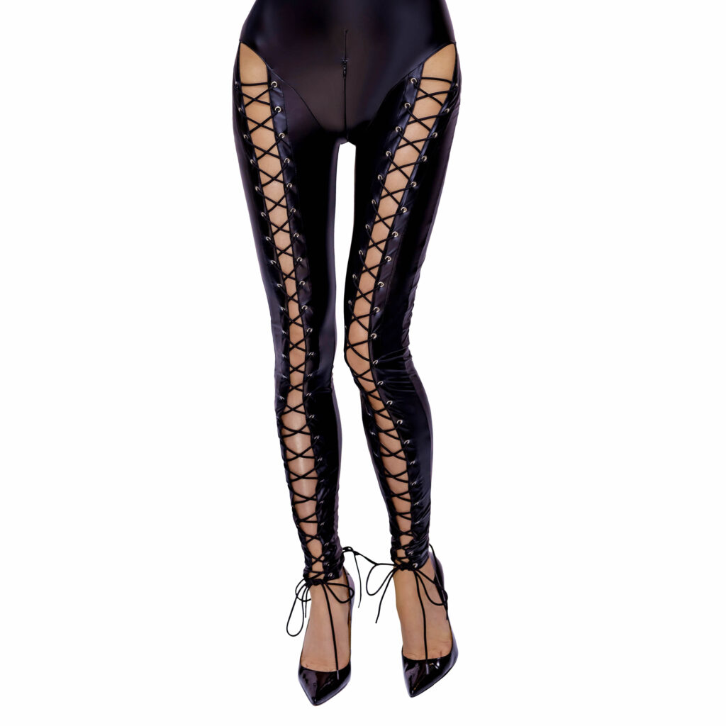 Wetlook Catsuit med Snøredetaljer