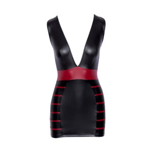 Sort Wetlook Kjole med Røde Striber