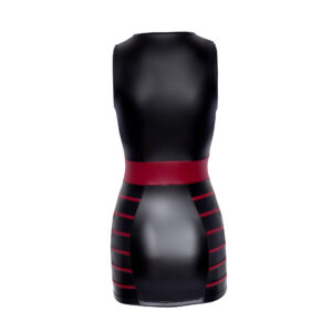 Sort Wetlook Kjole med Røde Striber