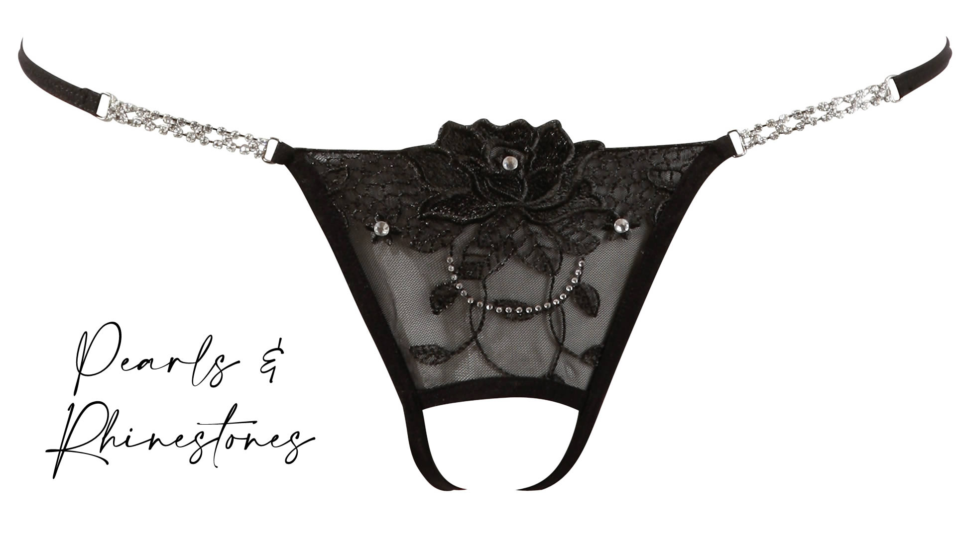 Perle G-streng med Smykkesten