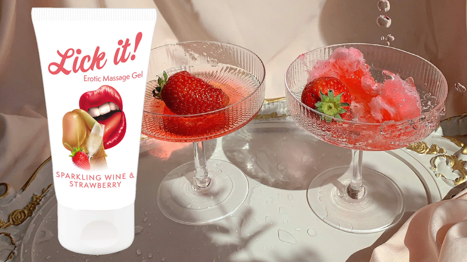 Lick-it Jordbær og Champagne Massage Olie