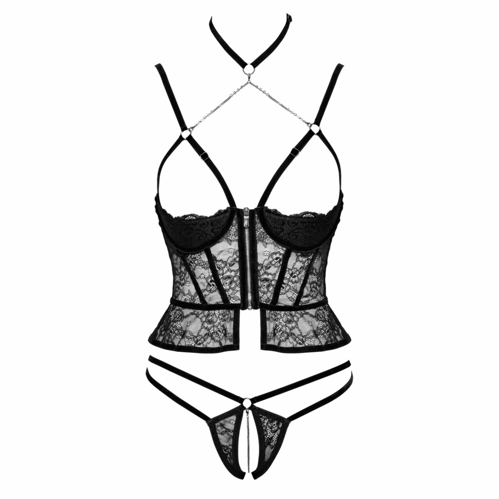 Abierta Fina Longline BH med Open Bust og Bundløse Trusser