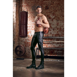 Herre wetlook bukser med Biker Style