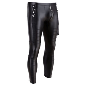 Herre wetlook bukser med Biker Style