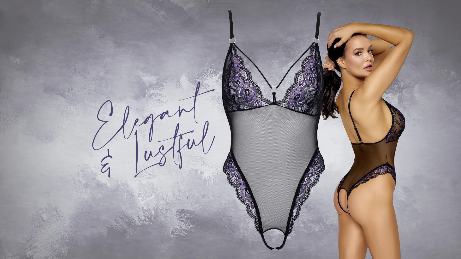 Bundløs Blonde Body i Lilla og Sort