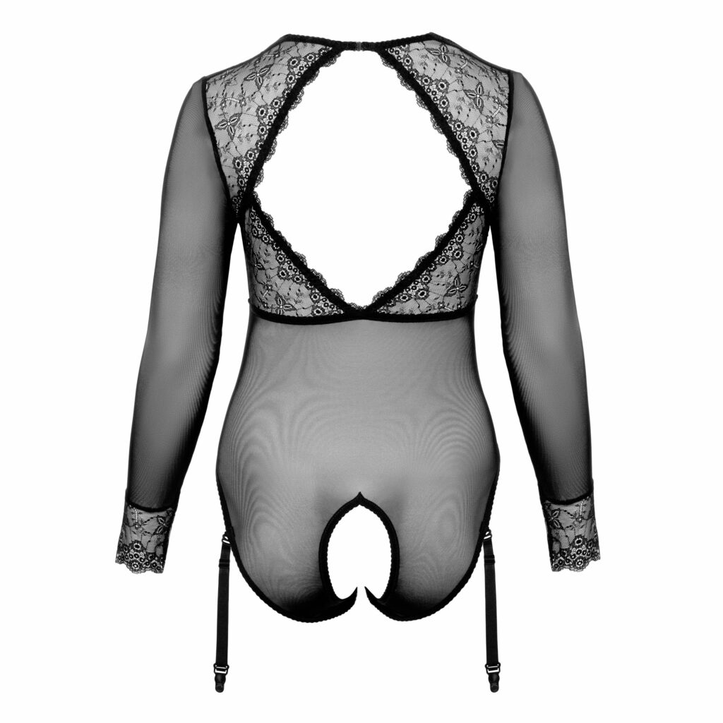 Plus Size Bundløs Blonde Body med Strømpeholdere
