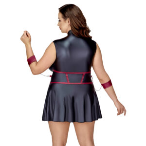 Plus Size Wetlook Kjole med Håndjern og Røde Striber