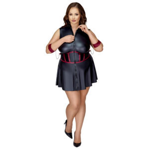 Plus Size Wetlook Kjole med Håndjern og Røde Striber