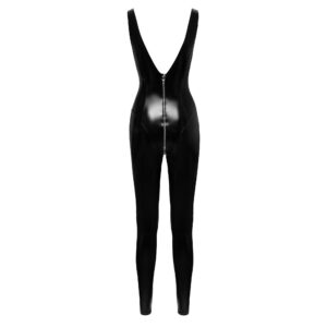 Vinyl Catsuit uden Ærmer med 3-vejs Lynlås