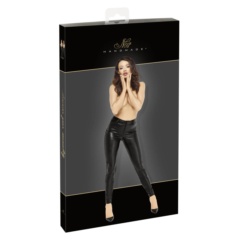 Noir Wetlook Bukser med Slangeskinds Mønster