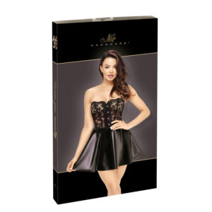 Noir Wetlook Kjole med Blonde Corsage Top