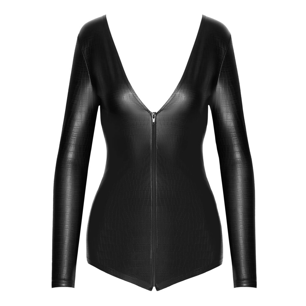 Noir Wetlook Bodysuit med Slangeskinds Look