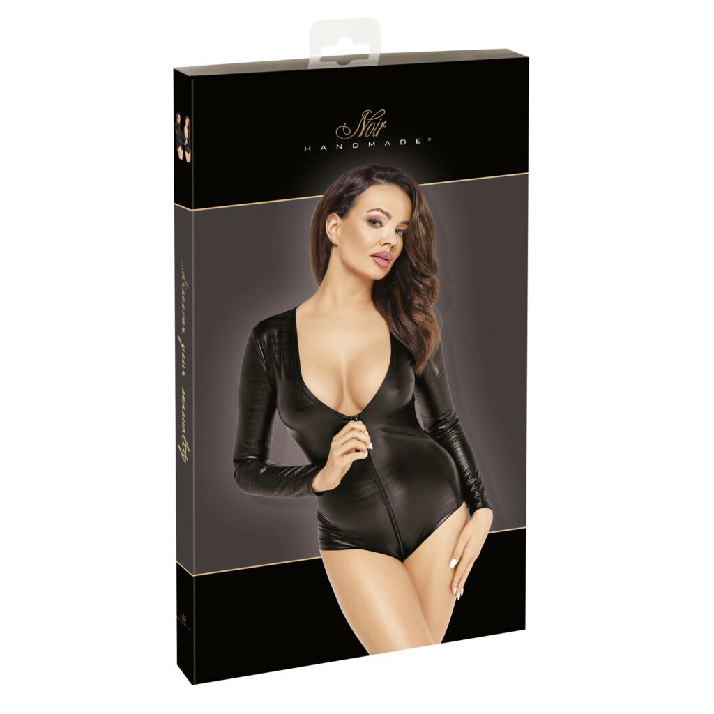 Noir Wetlook Bodysuit med Slangeskinds Look