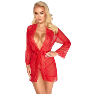 Kissable Blonde og Tyl Kimono i Rød