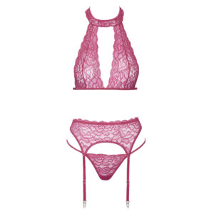 Blonde Lingeri Sæt i Pink med Hofteholder