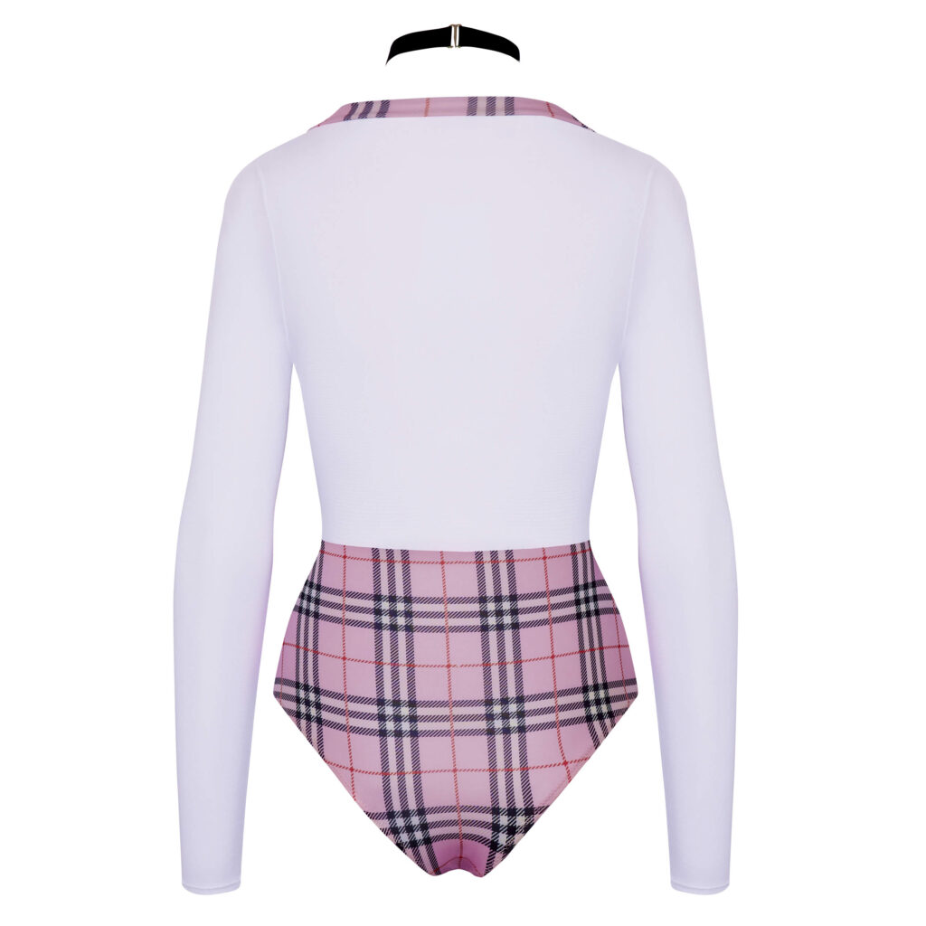 Body Skolepige Kostume i Pink og Hvid med Tern
