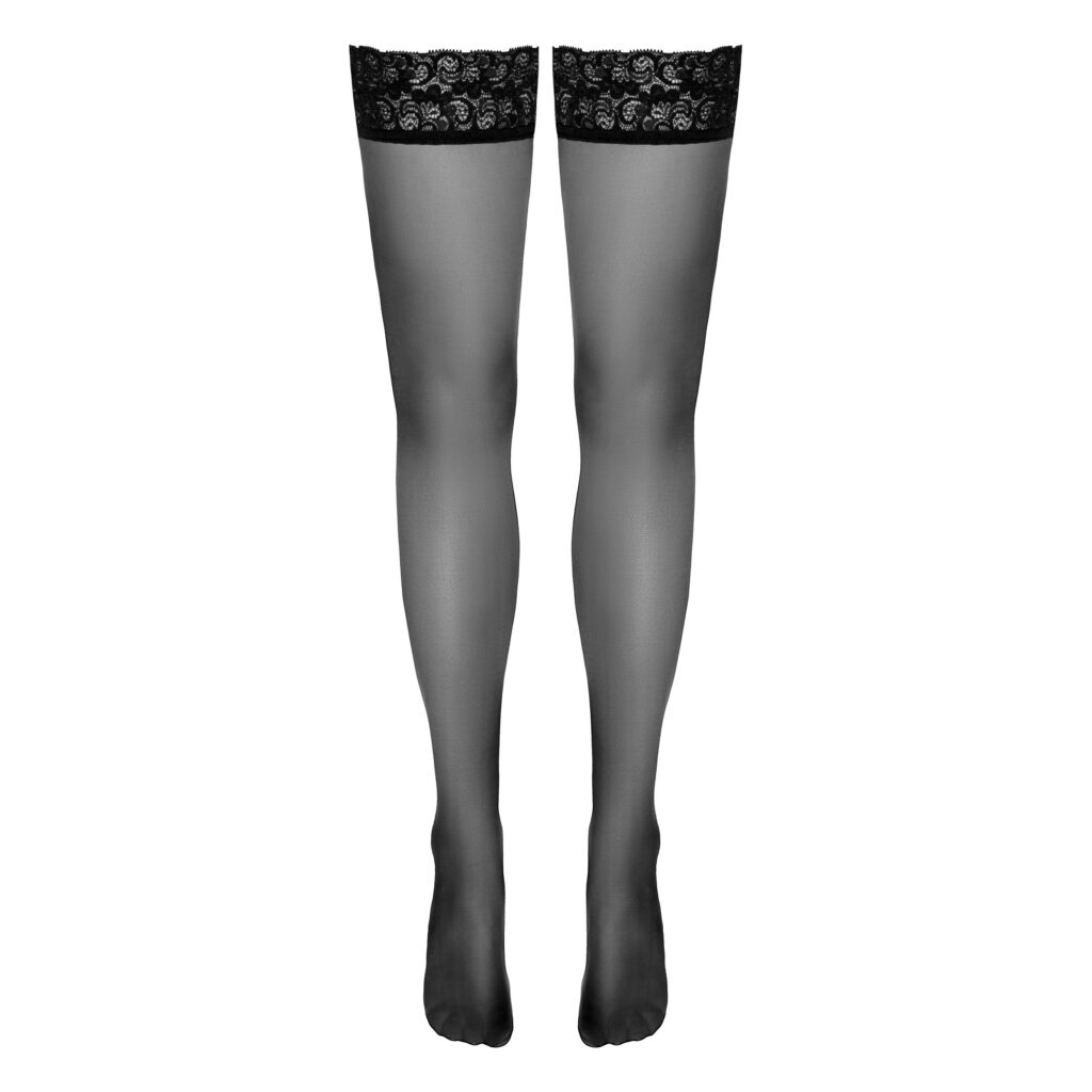 Selvsiddende Strømper i Sort med 6 cm Blondekant