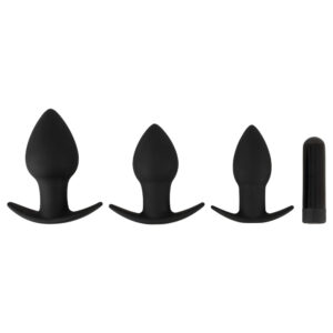 Black Velvet Anal Plug sæt med 3 plugs og Vibrator