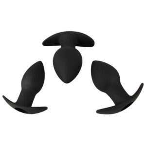Black Velvet Anal Plug sæt med 3 plugs og Vibrator
