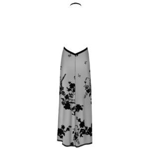 Noir Lang Transparent Kjole med Velour Print