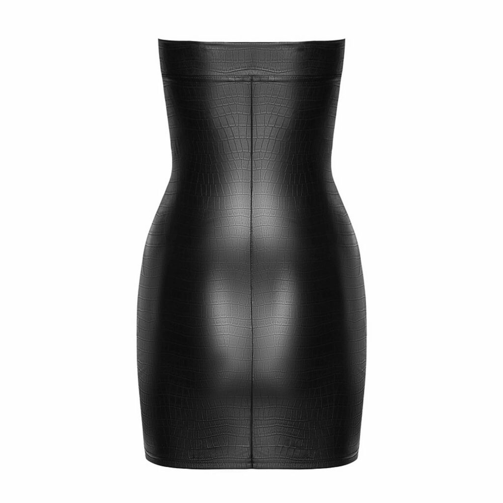 Noir Tube Kjole i Sort Wetlook med Krokodille Skinds Look