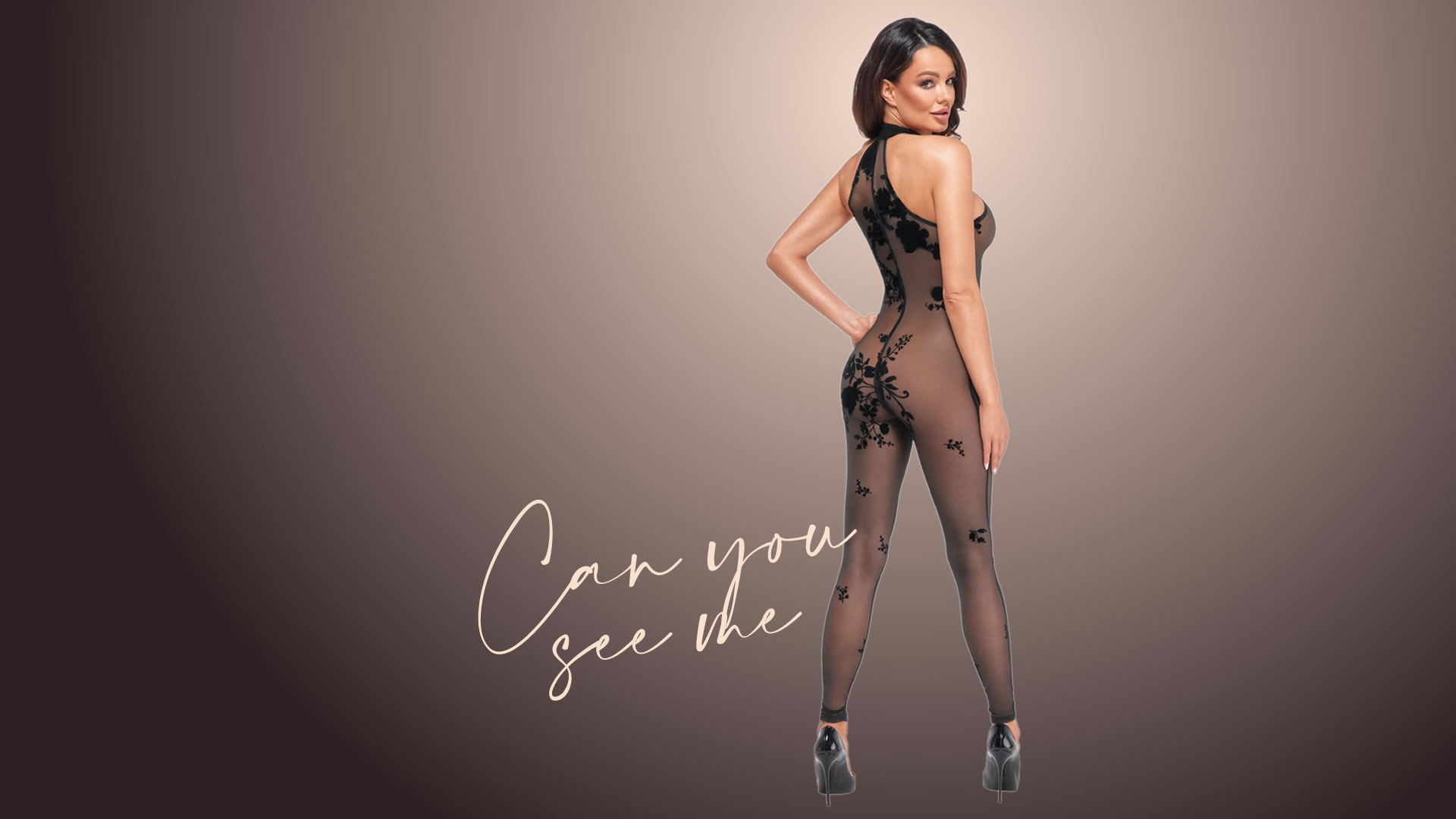 Noir Off-the-shoulder jumpsuit i Transparent med Print