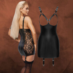 Kjole i ægte læder med Underbust og Strømpeholdere