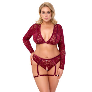 Plus Size Blonde Top og Bundløse Hofteholder Trusse